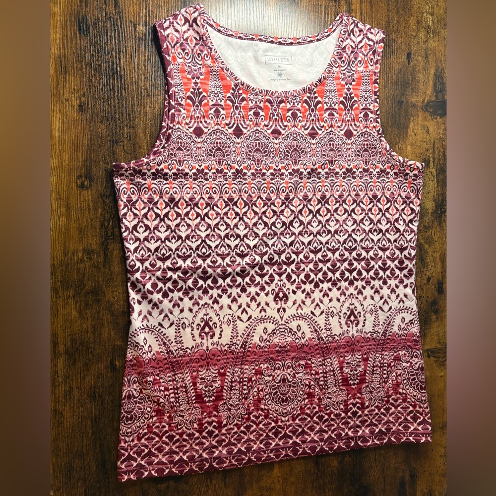 Athleta Red and White Patterned Tank Top